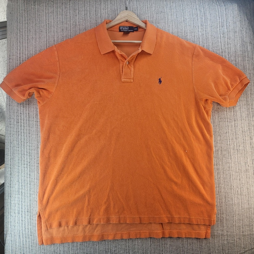 Polo Ralph Lauren Polo Shirt Mens 2XL Orange Embroidered‎ Pony Short Sleeve Knit